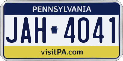 PA license plate JAH4041