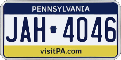 PA license plate JAH4046