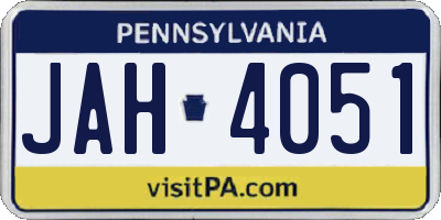 PA license plate JAH4051