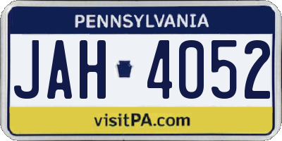 PA license plate JAH4052
