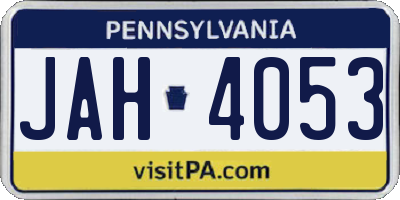 PA license plate JAH4053