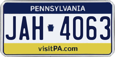 PA license plate JAH4063