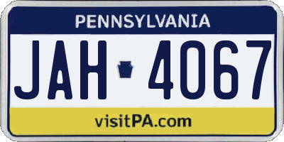 PA license plate JAH4067