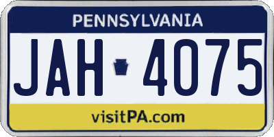 PA license plate JAH4075