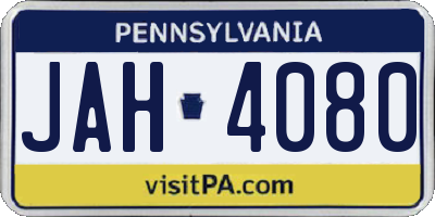 PA license plate JAH4080