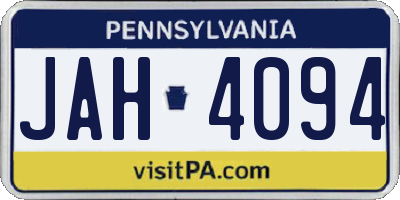 PA license plate JAH4094