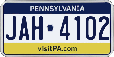 PA license plate JAH4102