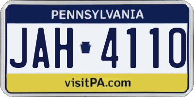 PA license plate JAH4110