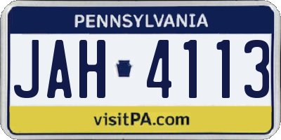 PA license plate JAH4113