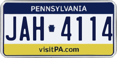 PA license plate JAH4114