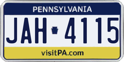 PA license plate JAH4115