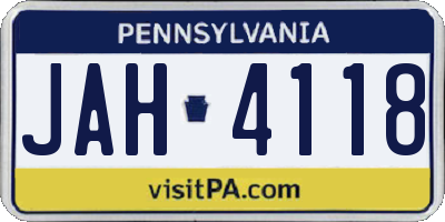 PA license plate JAH4118