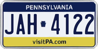 PA license plate JAH4122