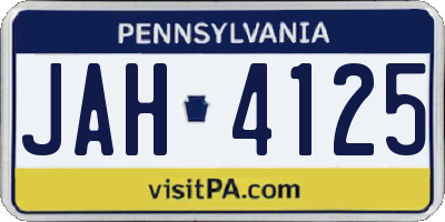 PA license plate JAH4125