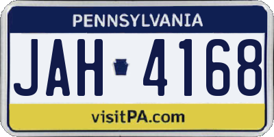 PA license plate JAH4168