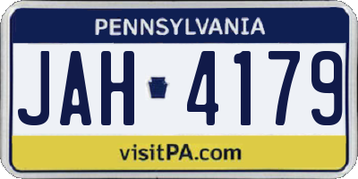 PA license plate JAH4179