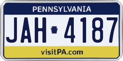 PA license plate JAH4187