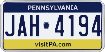 PA license plate JAH4194