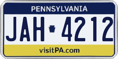 PA license plate JAH4212
