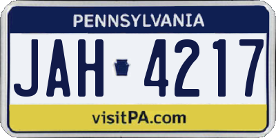 PA license plate JAH4217
