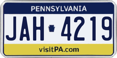 PA license plate JAH4219