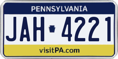PA license plate JAH4221