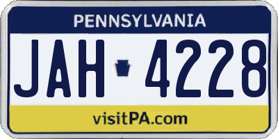PA license plate JAH4228