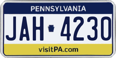 PA license plate JAH4230