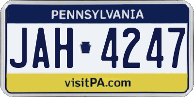 PA license plate JAH4247