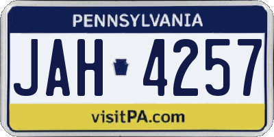 PA license plate JAH4257