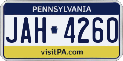 PA license plate JAH4260