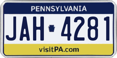 PA license plate JAH4281