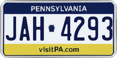 PA license plate JAH4293