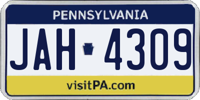 PA license plate JAH4309