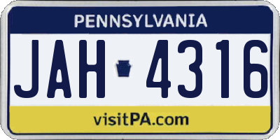 PA license plate JAH4316