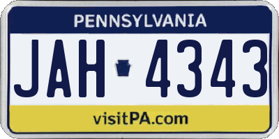PA license plate JAH4343