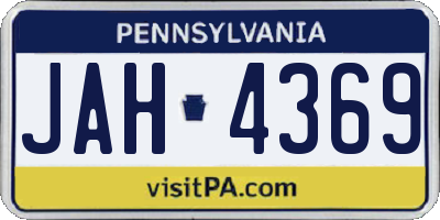 PA license plate JAH4369