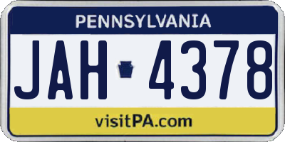 PA license plate JAH4378