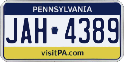 PA license plate JAH4389