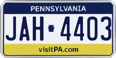 PA license plate JAH4403