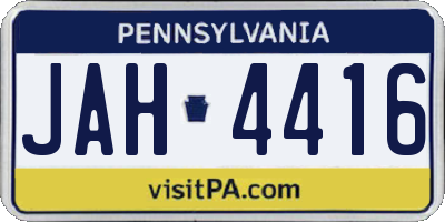 PA license plate JAH4416