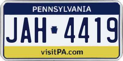 PA license plate JAH4419