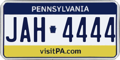 PA license plate JAH4444