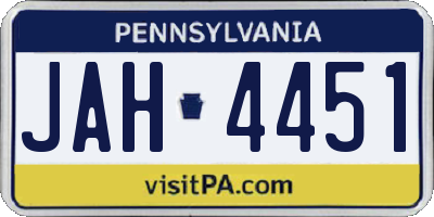 PA license plate JAH4451