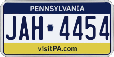 PA license plate JAH4454