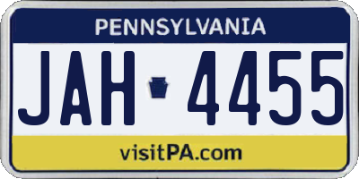 PA license plate JAH4455