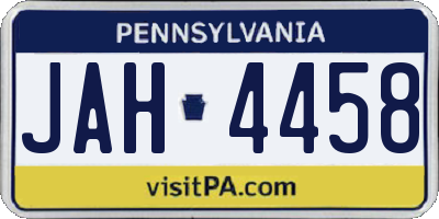 PA license plate JAH4458