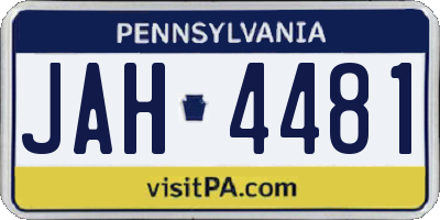 PA license plate JAH4481
