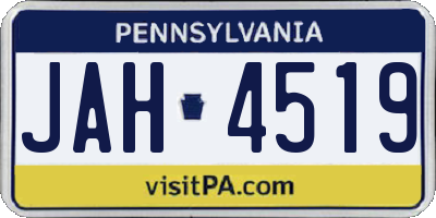 PA license plate JAH4519