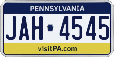 PA license plate JAH4545